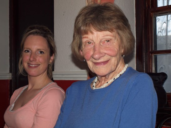 Grand daughter Catherine with mum in 2009 on mum’s birthday 