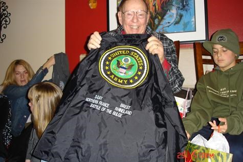 Christmas 2005 - Hank getting his US Army jacket