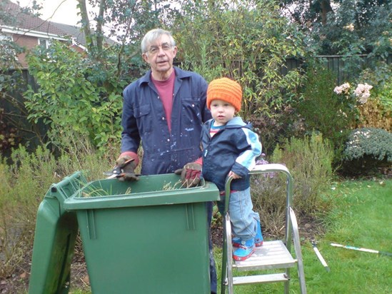 Jack and Grandad in the garden!!