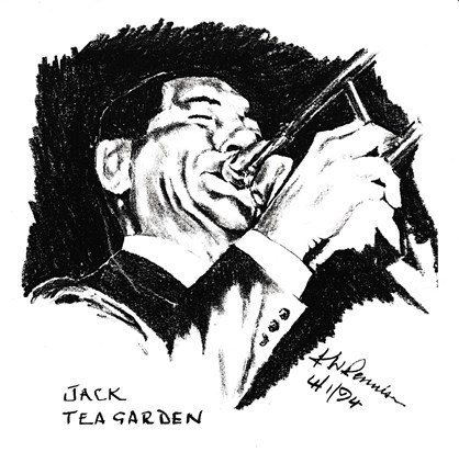 Trombonist Jack Teagarden drawn by Ken - a brilliant talent!