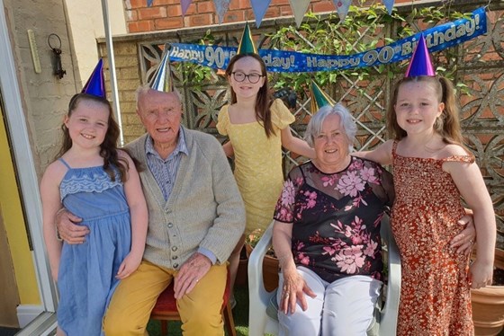 Kenyon's Girls with their Grandad on his 90th.