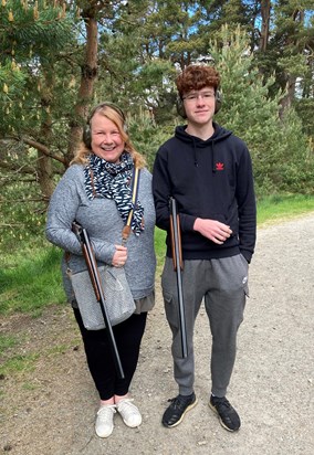 Catherine with Connor shooting at Rothiemurcus May 21