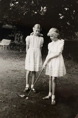 Judy and Ruth at croquet, Upper Ackhill