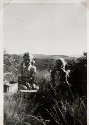 Judy and Ruth picnicking 1940's