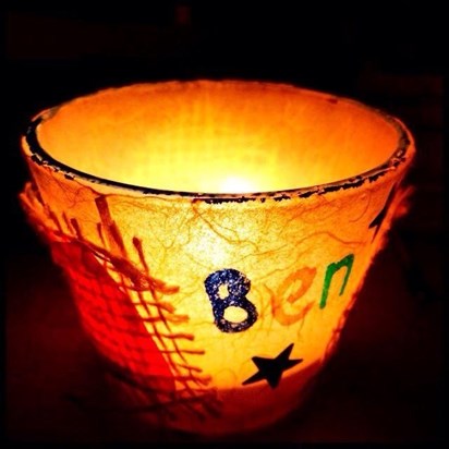 Candle made at Christopher's in Ben's memory.