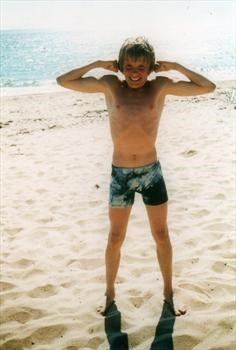 1980-Mellieha Beach, Malta, 1980. Young Tarzan in the making!