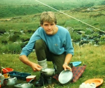 1986. Bruce & Dad walking the length of Dartmoor, and camping overnight on top of a tor - 1986. Time