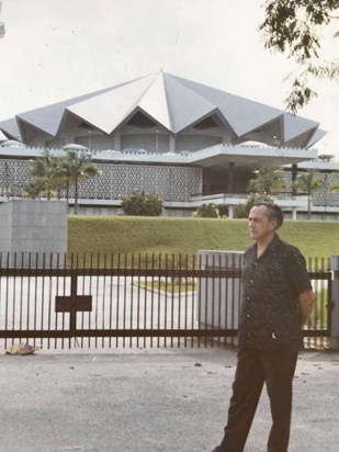 Trevor in front of the national mosque in Kuala Lumpur