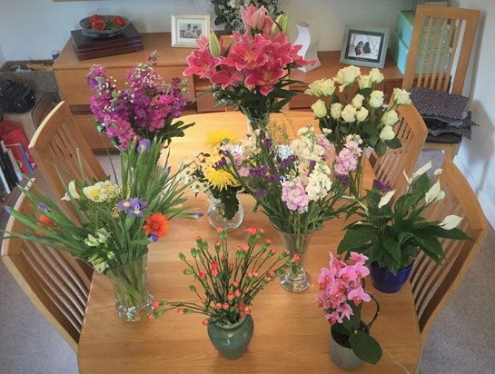 We have received so many lovely flowers - thank you.