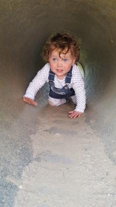 Big sis playing in a tunnel. Xx