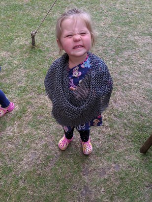 Ava dressing up as a knight. Xx