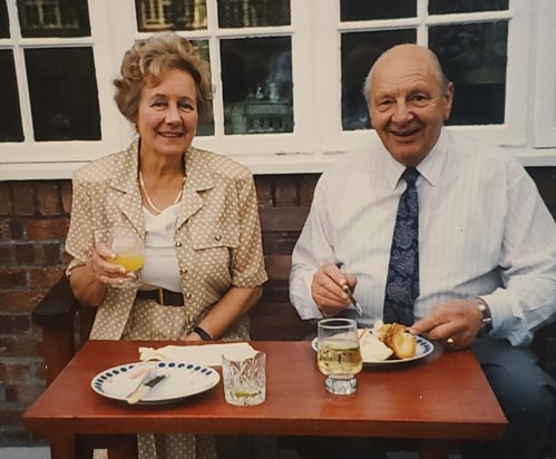 Pamela and brother Bob... waiting for deserts!