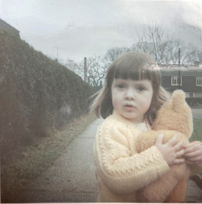 Deborah with teddy 88 Woodlands Avenue Burgess Hill UK 1969