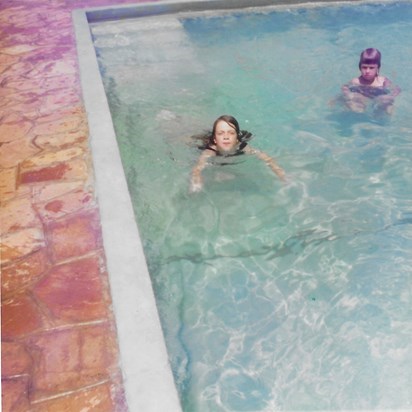 Deborah learnt to swim at Cutty Sark Hotel Lake Kariba Rhodesia 1975
