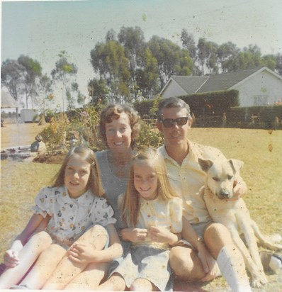 Ken Pat Deborah Anita and  Boy the dog Belsize Salisbury Rhodesia 1976