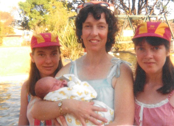 Pat, Deborah and Anita with newborn Richard at Greenwood Park Harare Zimbabwe 1983