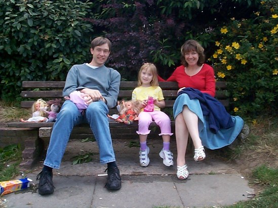 Deborah, Paul, Laura and Deborahs childhood dolls 2003