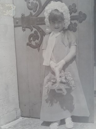 Our beautiful flower girl.  St John's  Burgess Hill 29 May 1971.