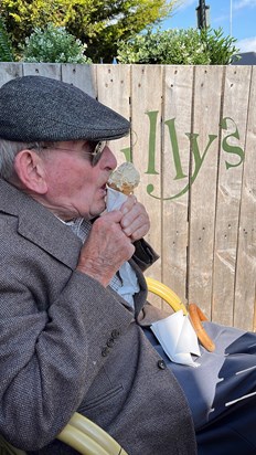 Enjoying an ice-cream in Barry