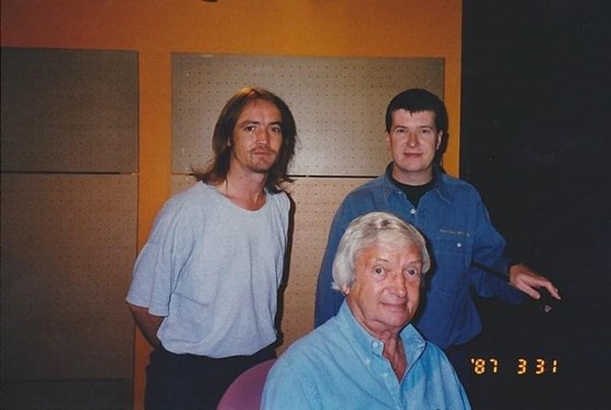 Bill with myself and legendary commentator Richie Benaud recording for EA Sports cricket game 