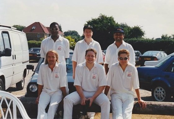 The EA Sports cricket side in the Flackwell Heath six-a-side tournament. Finalists circa 1998