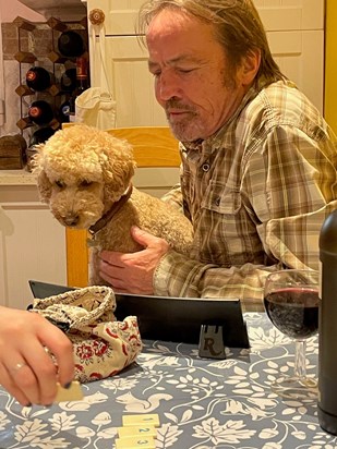 Bill and Rufus playing the family game of Rummikub