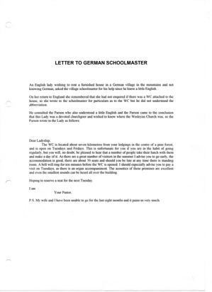 Letter to German Schoolmaster