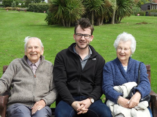 Sam with his Grandparents in the lovely Devon park. 