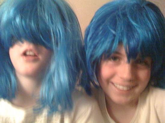 taft & maddi in crazy aunt cyntho's blue wigs