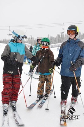 Liam, Peter and Taft skiing