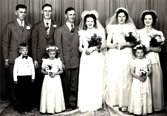 Dad And Mom's Wedding: Leonard, Martin, Dad, Mom,  Hazel, Fern, Doug, Dianne and Darlene.