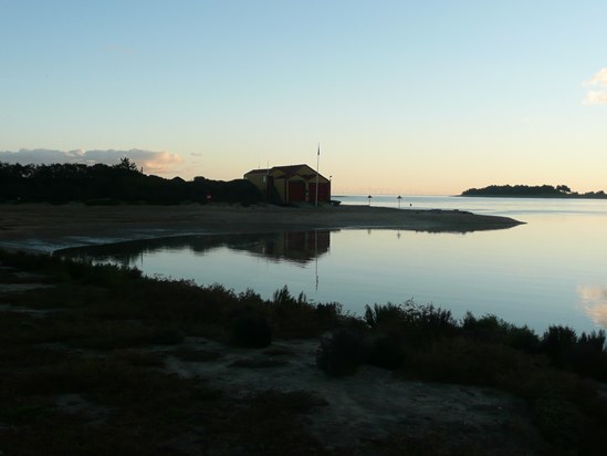 The lifeboat house at dawn.