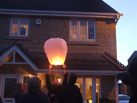 After Grans funeral, we wrote messages to her on a Chinese lantern, and then set her free....