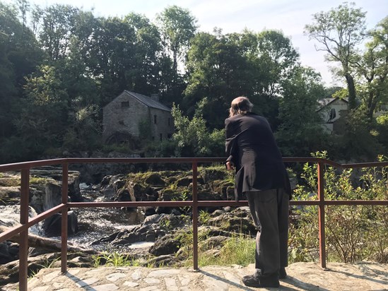 Admiring Cenarth Falls in West Wales. 