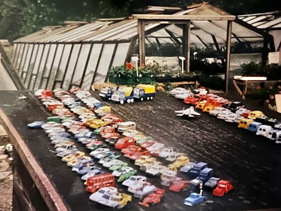 A few of the many thousands of toy cars, laid out at Botley. 