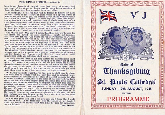 Connie's V J Programme Front & Rear View