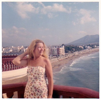 Connie on hotel balcony Benidorm 1962