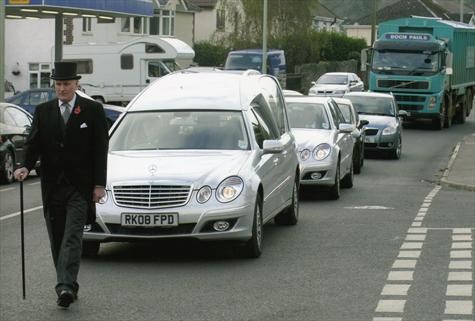 Funeral procession leaving Manor Rd, Newton Abbot (parent's home)