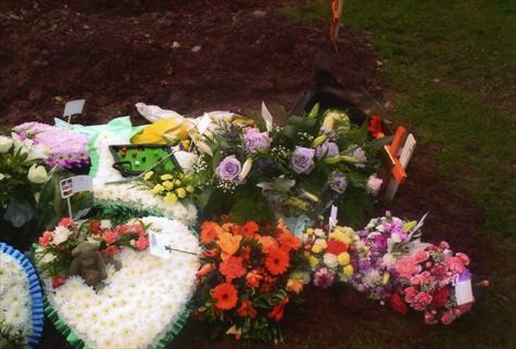 Flowers on Mark's grave taken day after funeral