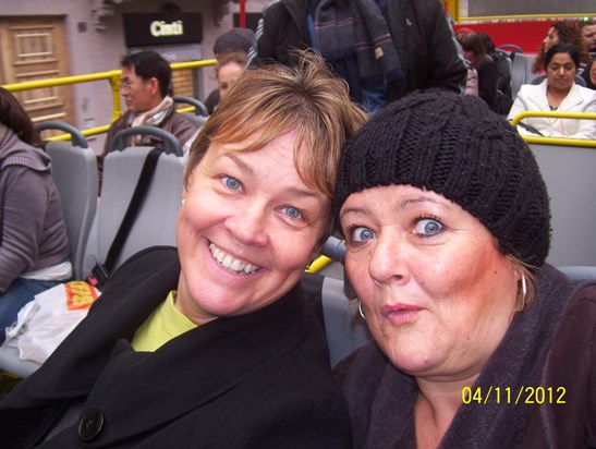 Open top bus tour in Milan. Anne called us 'Compo & Spazzio' - hilarious xx