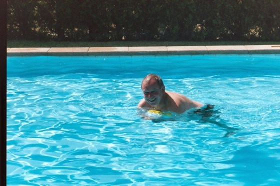 Peter enjoys a swim in Majorca, in 2003 