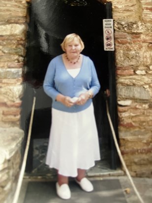 Mum outside the Virgin Mary's House in Ephesus 