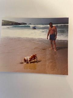 Action shot with Bobby on Pentire Beach Newquay where many a happy holiday was spent