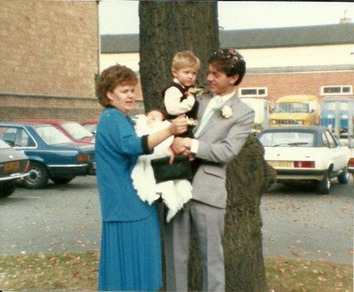 me and my brother michael with mum and dad on their wedding day