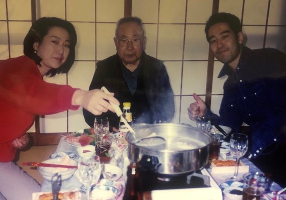 With Grandfather Hori and Masahiro in Hasuda house 2002