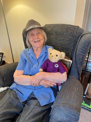 Mum with one of her many favourite bears 