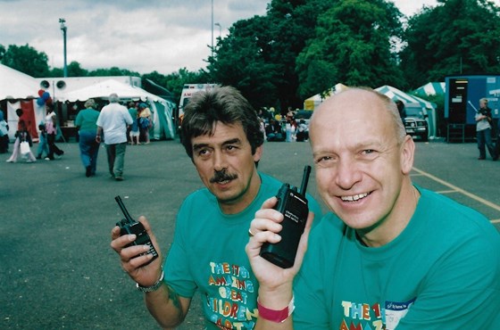 Here Clive use my walkie talkie and see if my stylist can help you with your haircut!