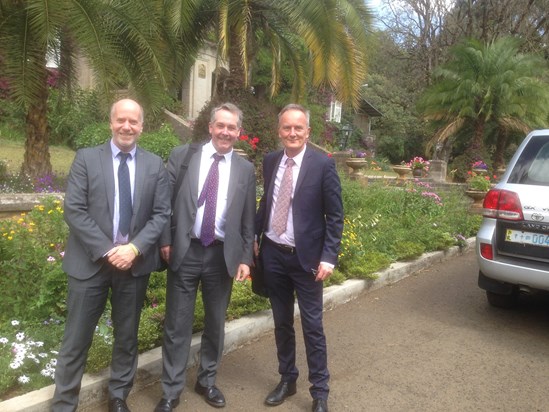 In the grounds of the British Embassy in Addis, 23rd Feb 2018, with Dan Bausch and Neil Squires