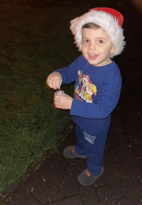 Lewis out sprinkling some reindeer food out last night 💙