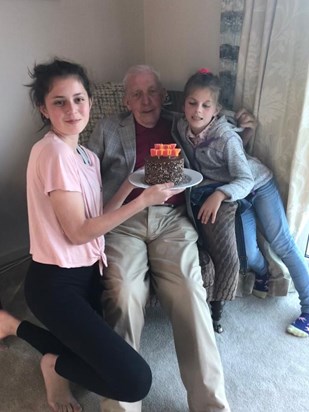 Dad, Abi & Zoe. Grandad's birthday 2019